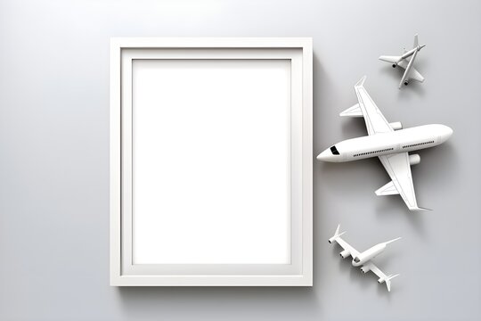 blank frame photo with plane theme 