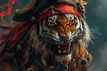 zombie tiger pirate illustration