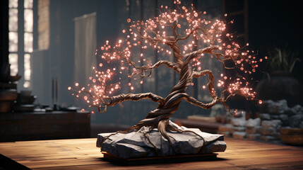 Decorative tree of wires and stones