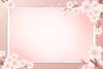 Tuinposter blank frame photo with sakura theme © Massina
