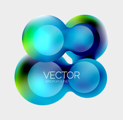 Beautiful flowing round shapes and circles abstract background. Liquid color bubble composition