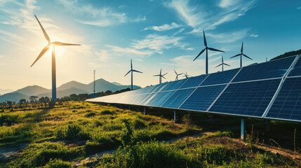 solar panels and turbines clean energy technology