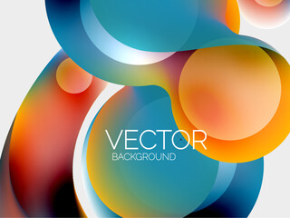 Beautiful flowing round shapes and circles abstract background. Liquid color bubble composition