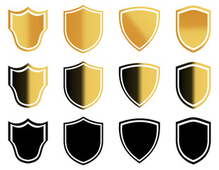 Gold and black shield  Vector illustration isolated on white background