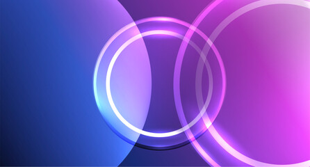 Neon glass circle copyspace for your text or product presentation geometric background. Vector illustration For Wallpaper, Banner, Background, Card, Book Illustration, landing page