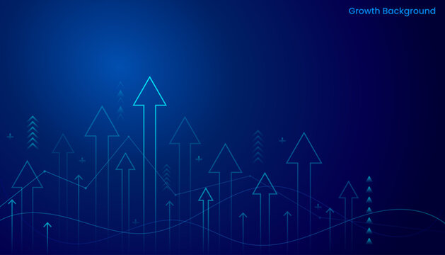 abstract arrow growing up success blue vector background