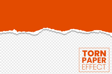 orange sheet ripped torn paper effect on transparent background vector