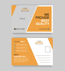 Modern creative simple, minimal, minimalist post card design. Vector corporate business professional postcard layout for brand, branding, company, marketing, promotion.