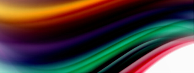 Rainbow color silk blurred wavy line background on white, luxuriously vibrant visually captivating backdrop. Stunning blend of colors reminiscent of rainbow, silky and gracefully blurred wavy pattern