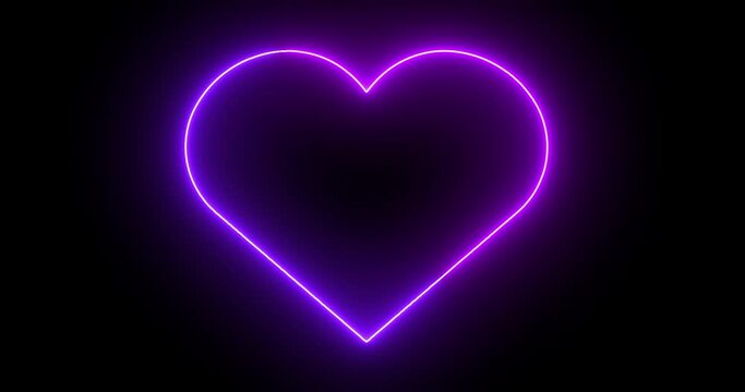 4K Love Heart neon lights animation. The heart-animated backdrop for Valentine's Day, Mother's Day, wedding, and Father's Day. Glowing heart motion on a dark background. Easy to put into any video.