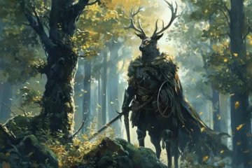 Foto op Canvas illustration of a forest deer knight © food and Drink