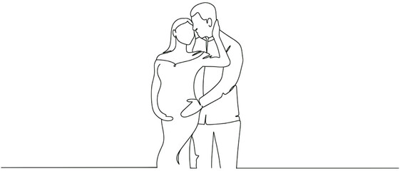 Prenatal couple line art style with transparent background eps
