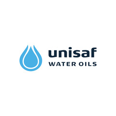 Modern Initial Letter U With Oil Water Drop Diagram For Oil Mining and Marine Waters Logo Design.