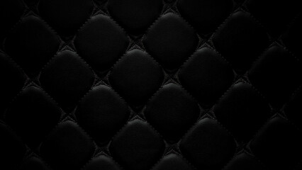 Genuine luxurious of an elegant vintage square pattern black leather seat car,...