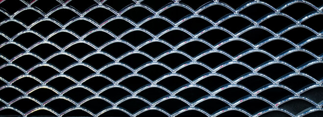 Fence steel mesh on back background and copy space, horizontal photo.panorama.