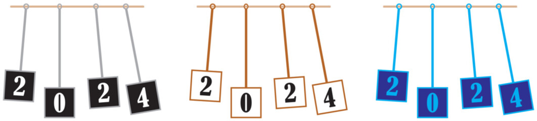 2024 BLOCK DESIGN VECTOR STOCK IN DIFFERENT COLORS