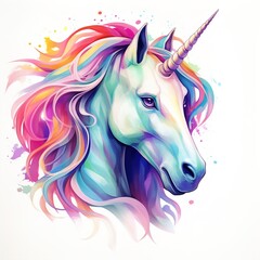 Unicorn Illustration, Cartoon, Cute, Generative Ai