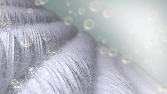 close-up 3D rendered removal of dirt embedded in fabric fibers