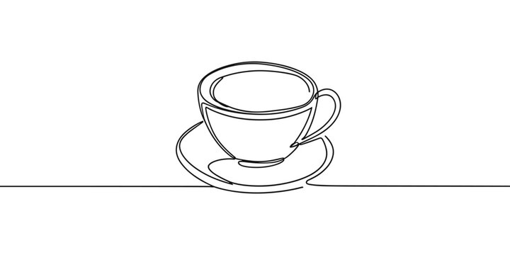coffee cup continuous line art style illustration