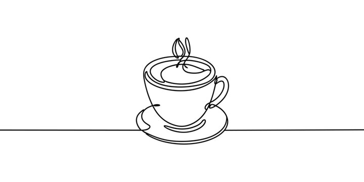 coffee cup continuous line art style illustration