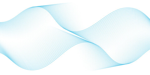 Abstract blue smooth wave on a white background. Dynamic sound wave