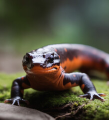 Water salamander patterned with bokeh nuances