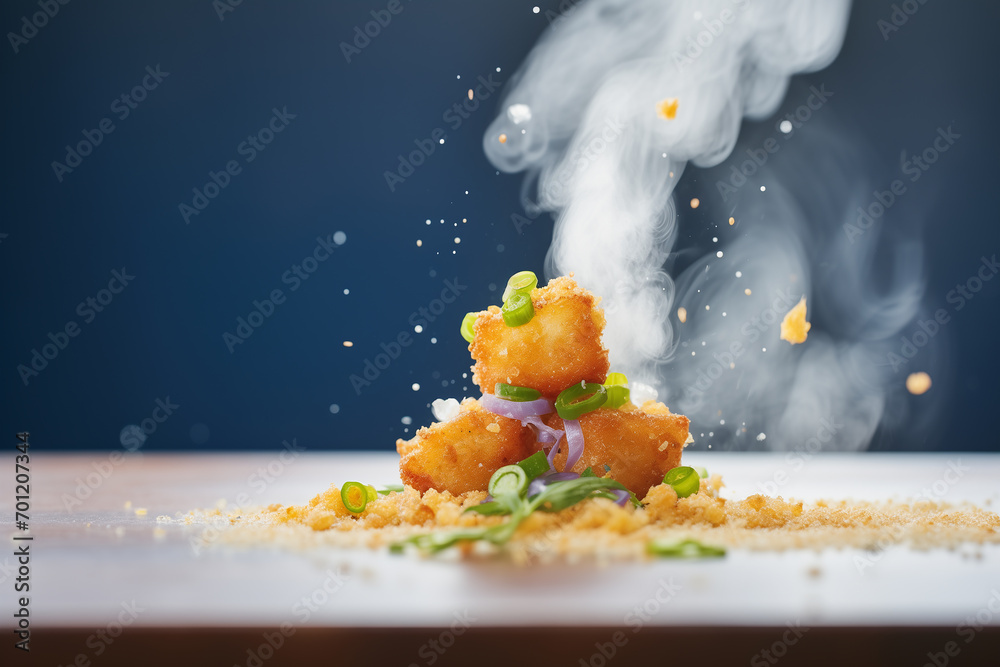 Wall mural close-up of crispy tater tot with steam - Wall murals