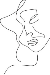 Woman Line Art, Flower head Feminine Illustration, Woman face with flowers line, Minimalist Logo, Line Drawing, Nature Organic Cosmetics Makeup,