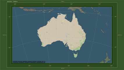 Australia composition. OSM Topographic German style map