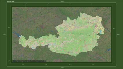 Austria composition. OSM Topographic German style map