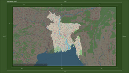 Bangladesh composition. OSM Topographic German style map