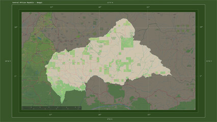 Central African Republic composition. OSM Topographic German style map