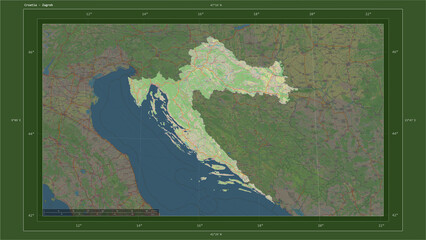 Croatia composition. OSM Topographic German style map
