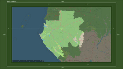 Gabon composition. OSM Topographic German style map