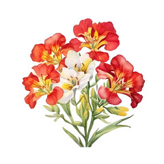 Alstroemeria Flower watercolor painting illustration suitable for wedding, greeting card, fabric, textile, wallpaper, ceramic, brand, web design, stationery, cosmetic, social media, scrapbook.
