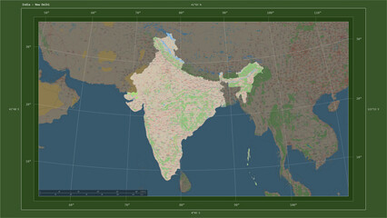 India composition. OSM Topographic German style map