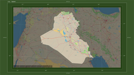 Iraq composition. OSM Topographic German style map