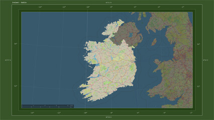Ireland composition. OSM Topographic German style map
