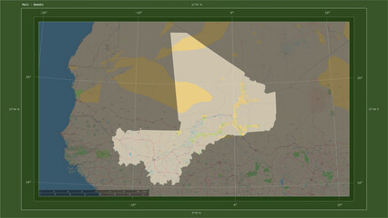 Mali composition. OSM Topographic German style map