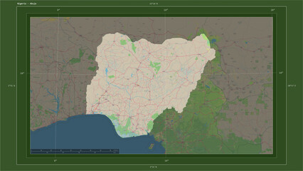 Nigeria composition. OSM Topographic German style map