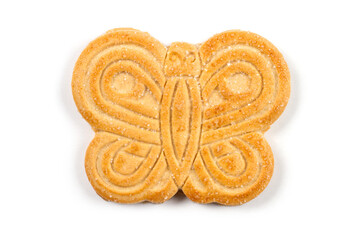 Cookies in the shape of a butterfly on a white background. Delicious sweet cookies isolated on white background. With shadow.