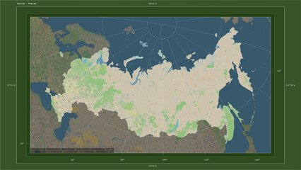 Russia composition. OSM Topographic German style map