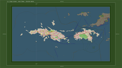 U.S. Virgin Islands - Saint Thomas composition. OSM Topographic German style map