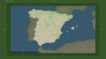 Spain composition. OSM Topographic German style map