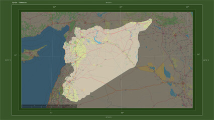 Syria composition. OSM Topographic German style map
