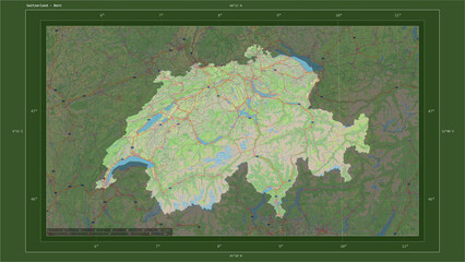 Switzerland composition. OSM Topographic German style map