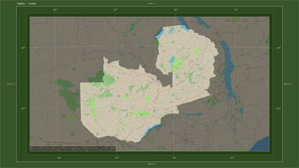 Zambia composition. OSM Topographic German style map