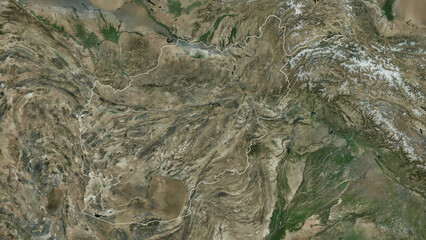 Afghanistan outlined. High-res satellite map © zelwanka
