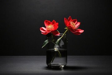 singal flower in black table