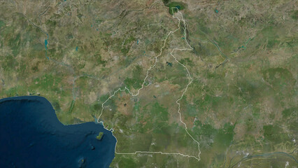Cameroun outlined. High-res satellite map © zelwanka